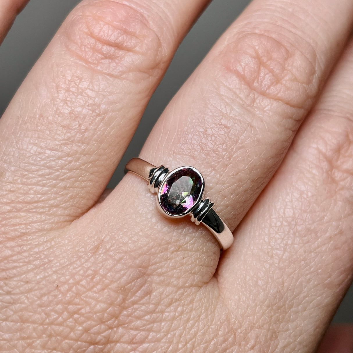 Mystic Topaz Oval Faceted Stone in a Decorative Setting R4831