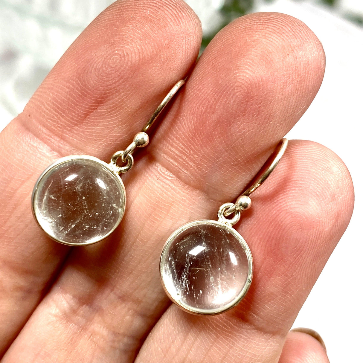 Natural Topaz circular cabochon earrings KEGJ755 - Nature's Magick