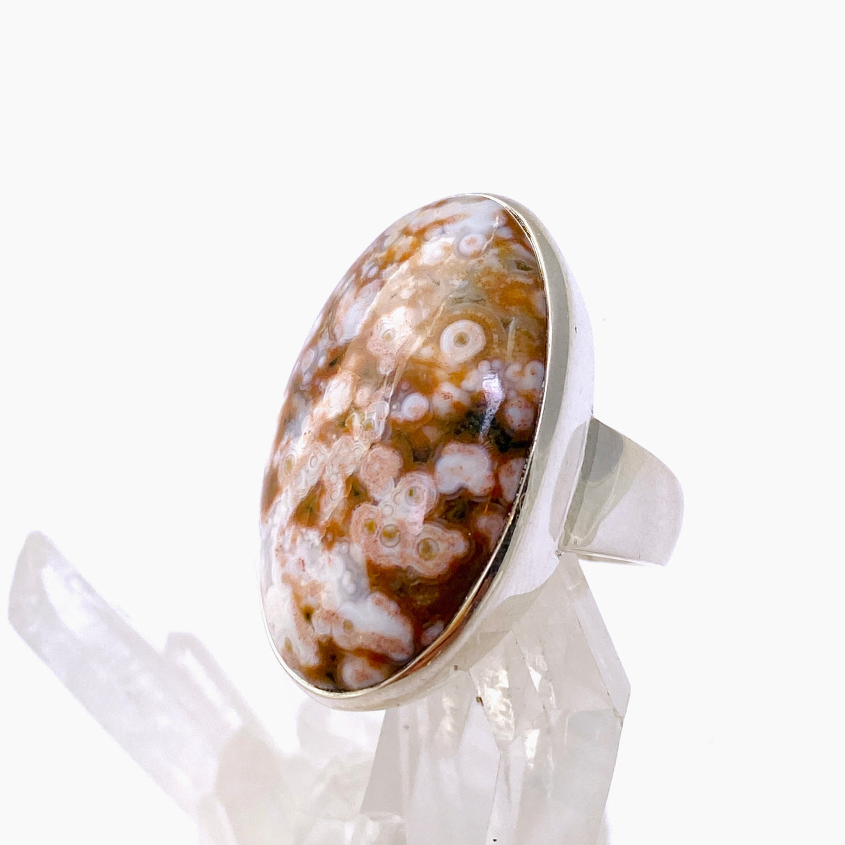 Ocean Jasper Oval Cabochon Ring Size 7.5 PRGJ848