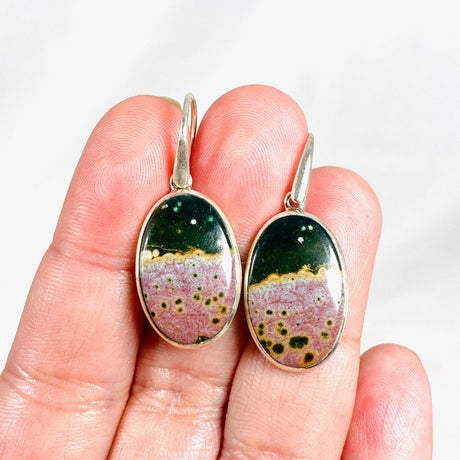 Ocean Jasper Oval Earrings PEGJ136 - Nature's Magick