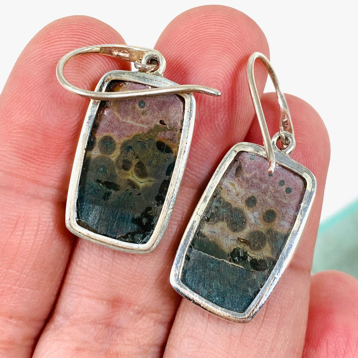 Ocean Jasper Rectangle Earrings PEGJ135 - Nature's Magick