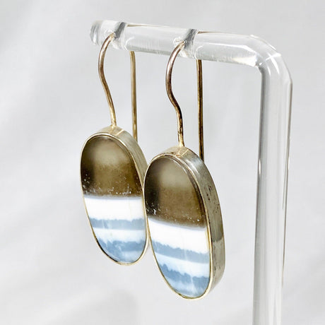 Owyhee 'Blue Opal' fixed hook oval earrings KEGJ480 - Nature's Magick