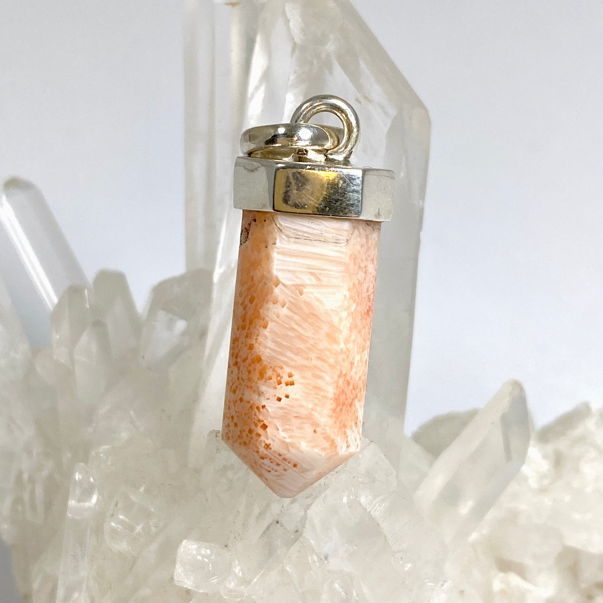 Peach Scolecite Capped Point Pendant PPGJ1240