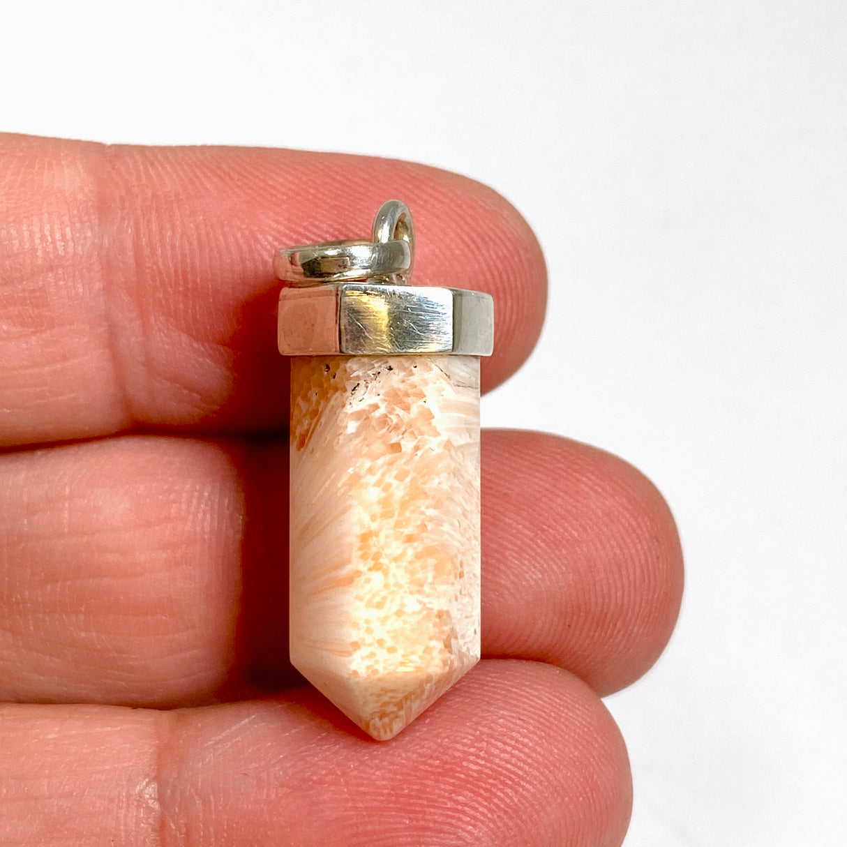 Peach Scolecite Capped Point Pendant PPGJ1240