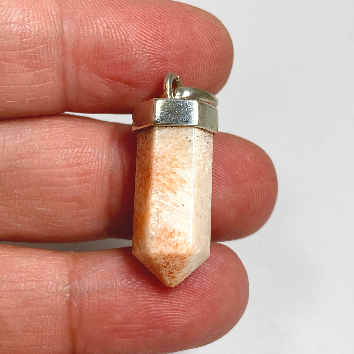 Peach Scolecite Capped Point Pendant PPGJ1240