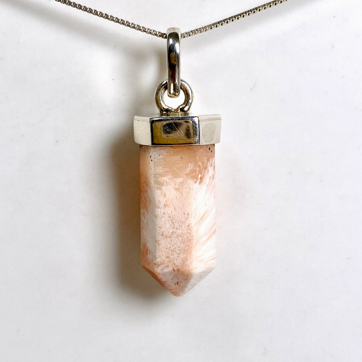 Peach Scolecite Capped Point Pendant PPGJ1240