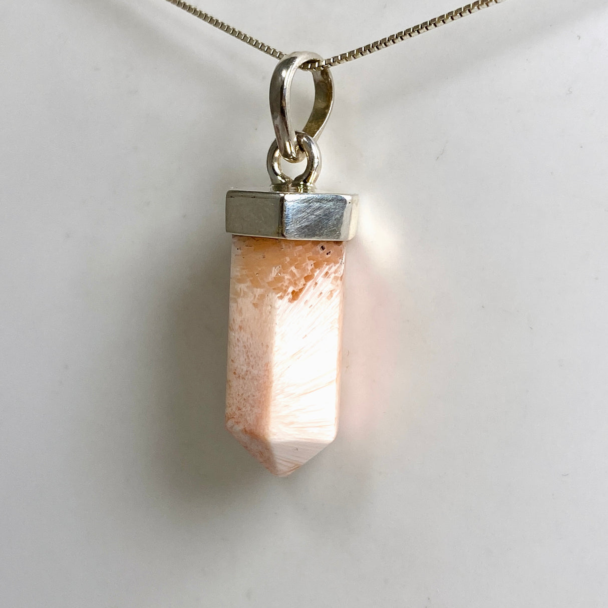 Peach Scolecite Capped Point Pendant PPGJ1240