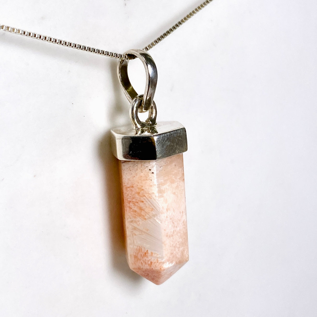 Peach Scolecite Capped Point Pendant PPGJ1240