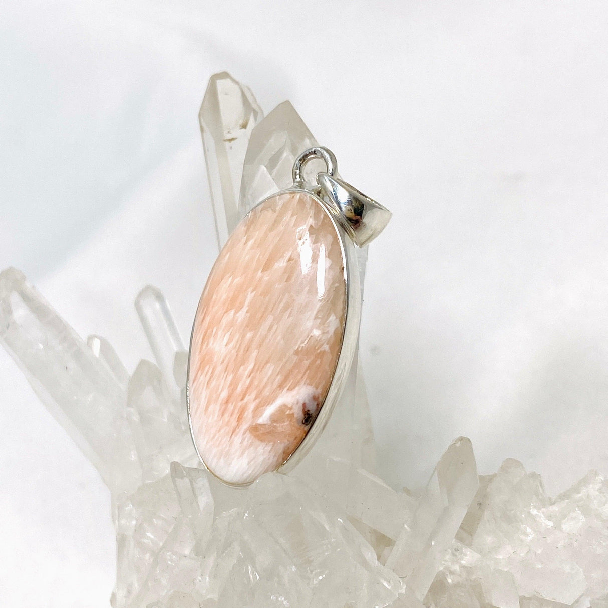 Peach Scolecite Oval Pendant KPGJ4517 - Nature's Magick