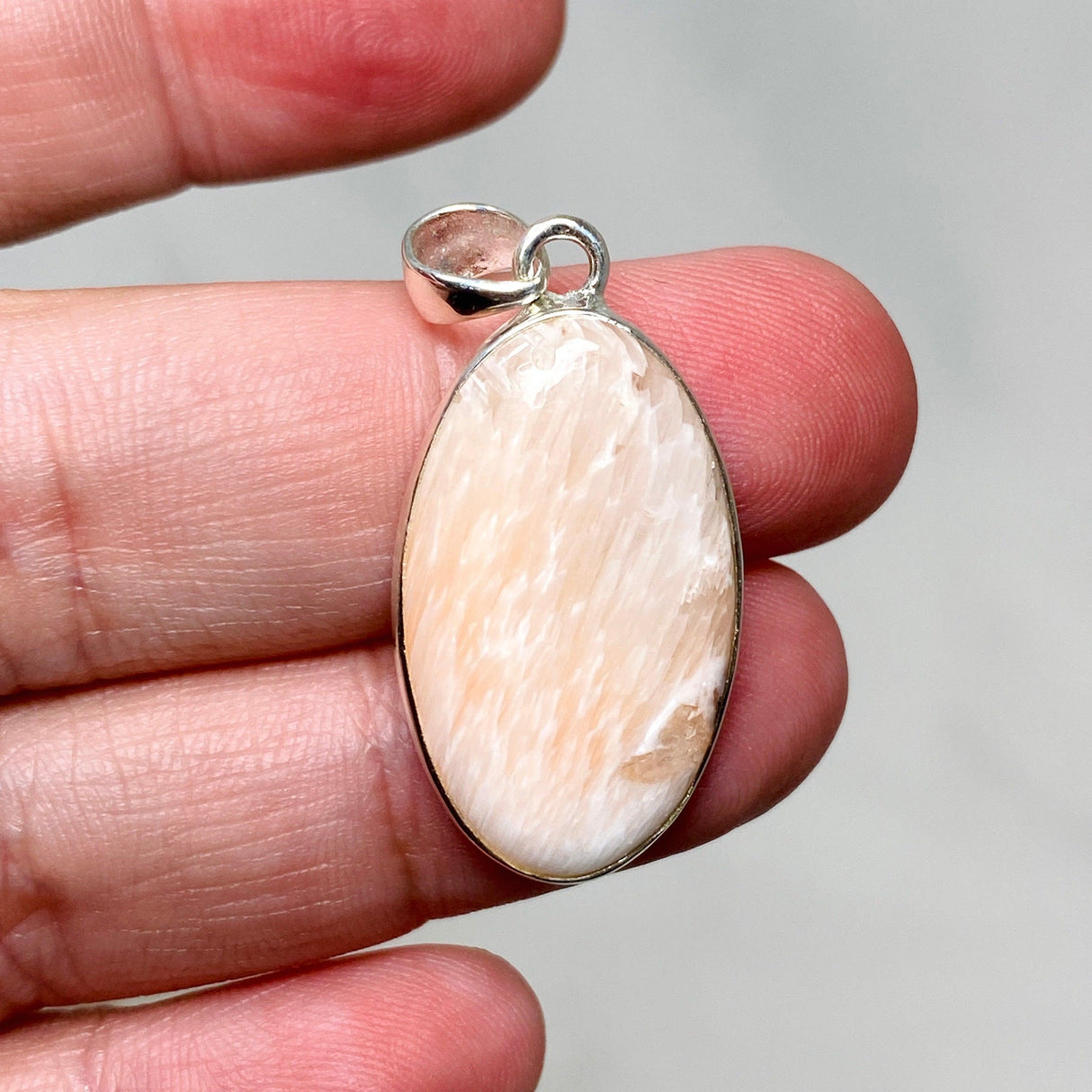 Peach Scolecite Oval Pendant KPGJ4517 - Nature's Magick