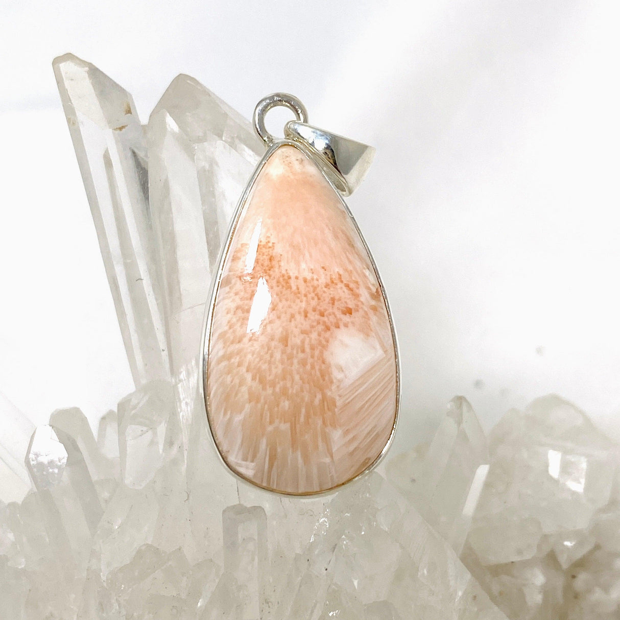 Peach Scolecite Teardrop Pendant KPGJ4519 - Nature's Magick