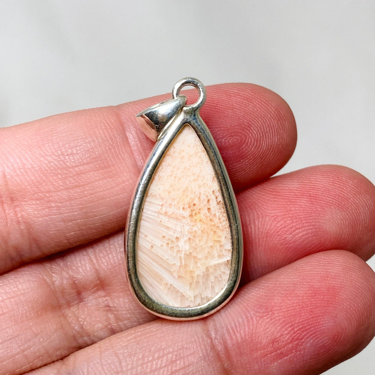 Peach Scolecite Teardrop Pendant KPGJ4519 - Nature's Magick