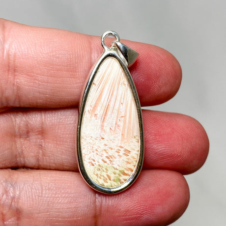 Peach Scolecite Teardrop Pendant KPGJ4520 - Nature's Magick