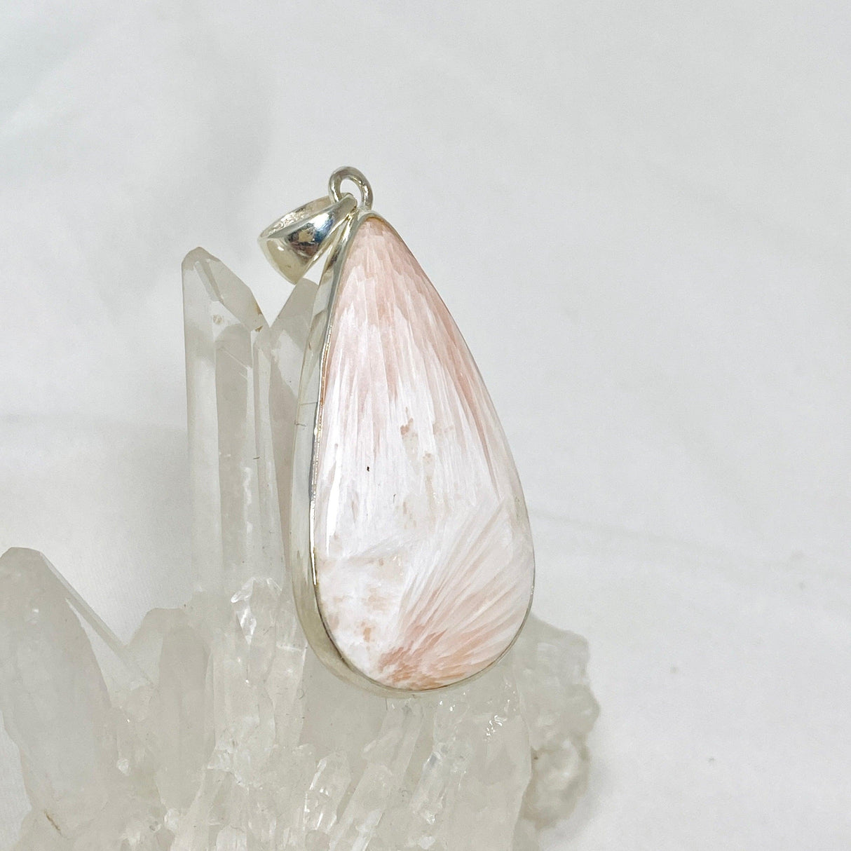 Peach Scolecite Teardrop Pendant KPGJ4521 - Nature's Magick