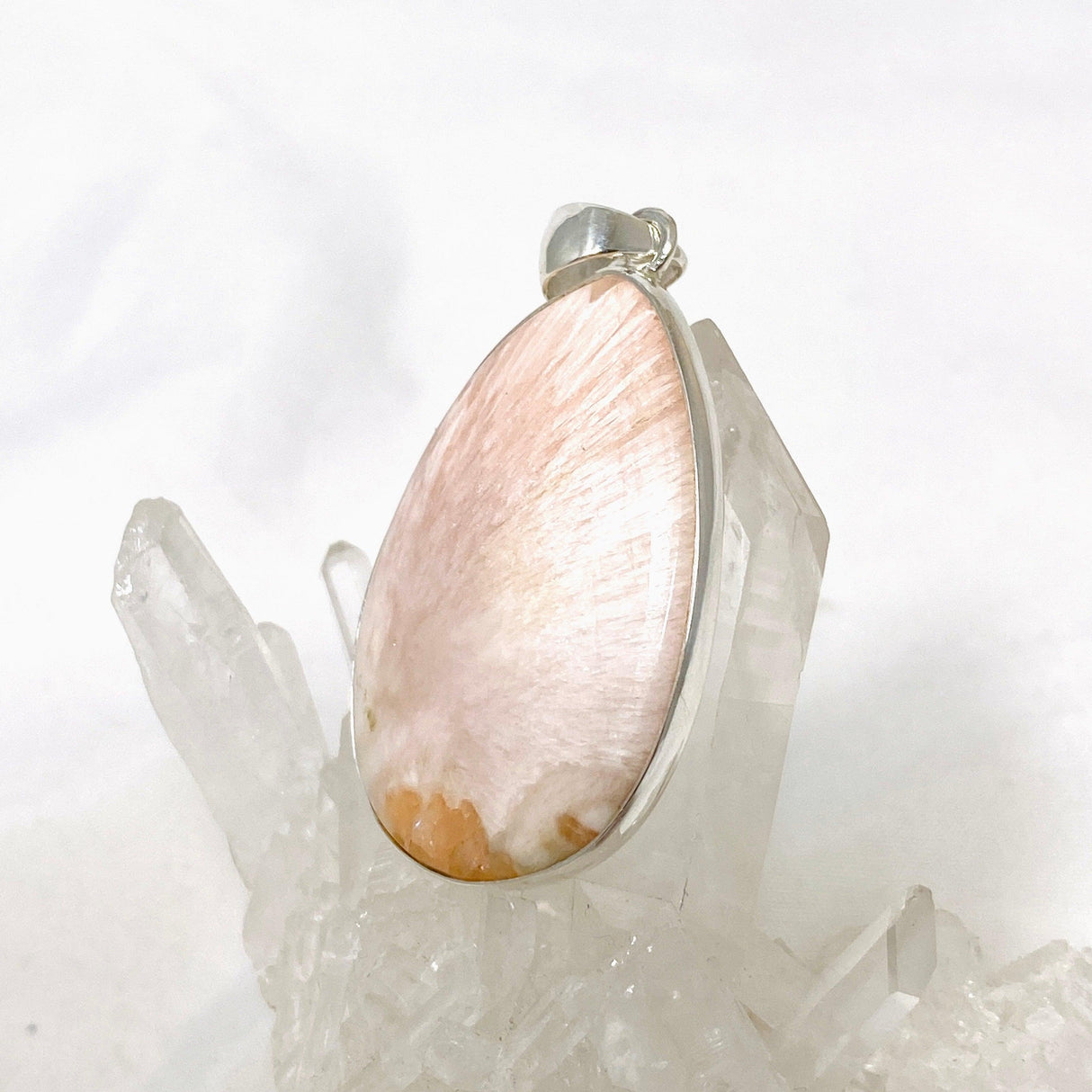 Peach Scolecite Teardrop Pendant KPGJ4522 - Nature's Magick