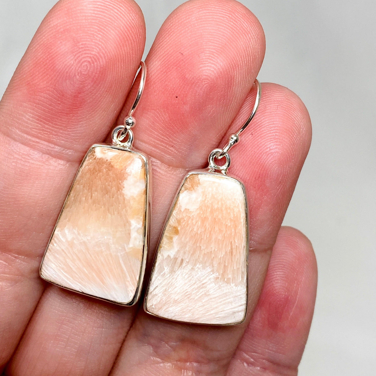 Peach Scolecite Trapezoid Earrings KEGJ1510 - Nature's Magick