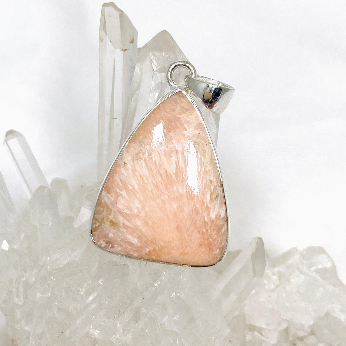 Peach Scolecite Triangle Pendant KPGJ4524 - Nature's Magick