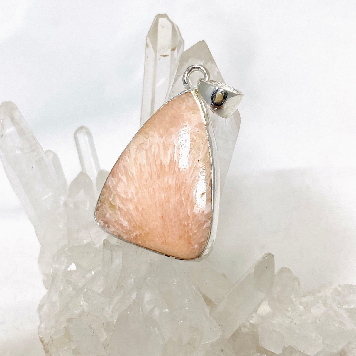 Peach Scolecite Triangle Pendant KPGJ4524 - Nature's Magick