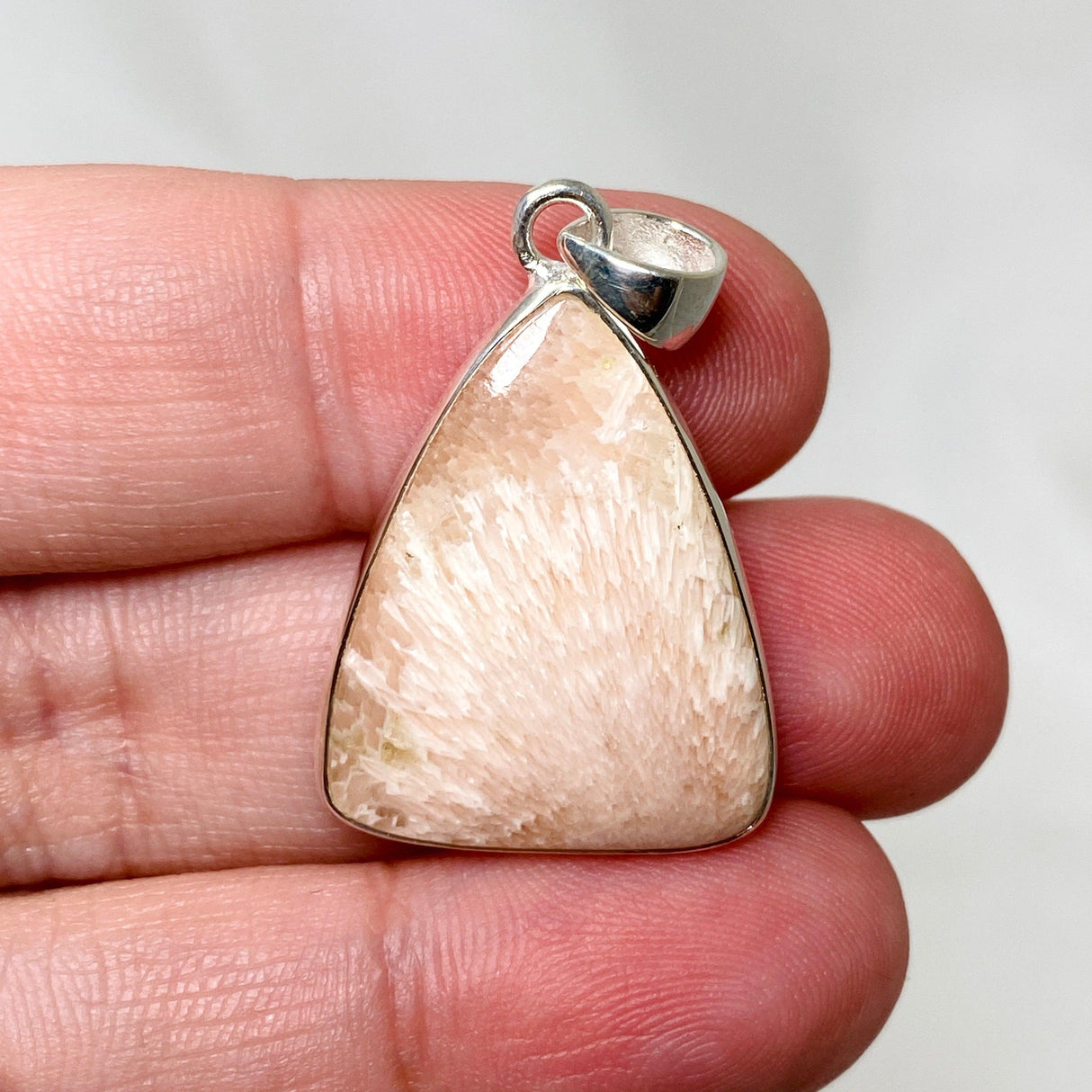 Peach Scolecite Triangle Pendant KPGJ4524 - Nature's Magick