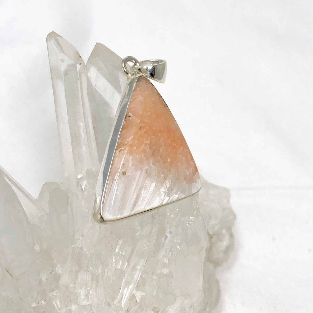 Peach Scolecite Triangle Pendant KPGJ4525 - Nature's Magick