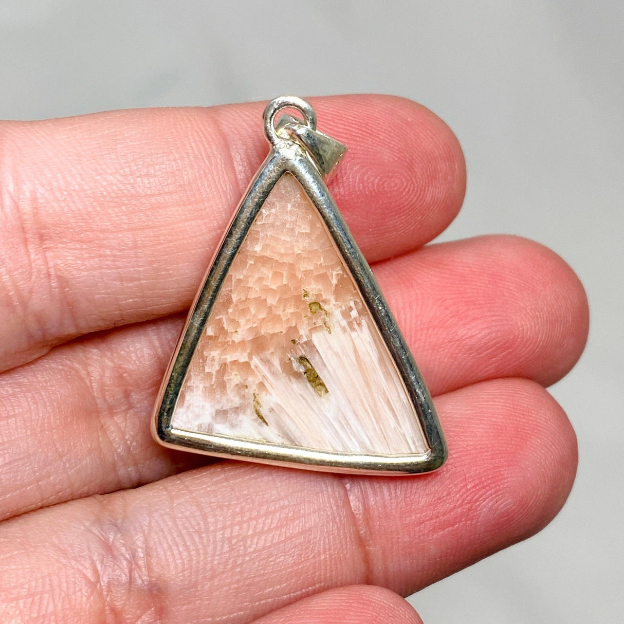 Peach Scolecite Triangle Pendant KPGJ4525 - Nature's Magick