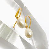 Pearl 1 micron Gold Plated Drop Earrings PEGJ375