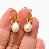 Pearl 1 micron Gold Plated Drop Earrings PEGJ375