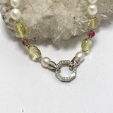 Pearl, Amethyst, Lemon Quartz and Tourmaline Necklace HNGJ-01