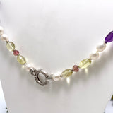 Pearl, Amethyst, Lemon Quartz and Tourmaline Necklace HNGJ-01