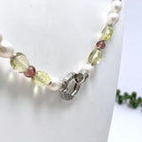 Pearl, Amethyst, Lemon Quartz and Tourmaline Necklace HNGJ-01