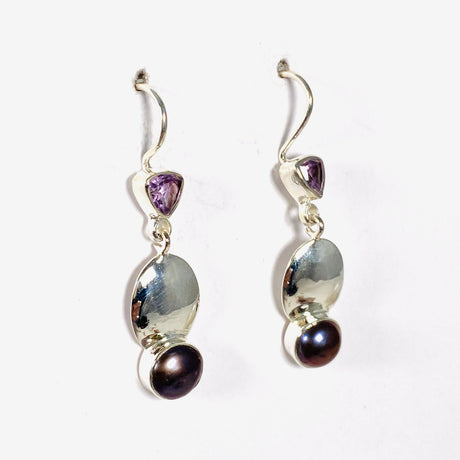 Pearl and Amethyst faceted earrings E2531-AM - Nature's Magick