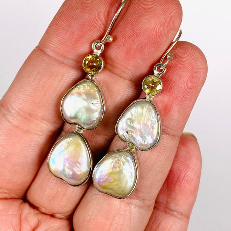 Pearl and Citrine faceted earrings E2530-CT - Nature's Magick