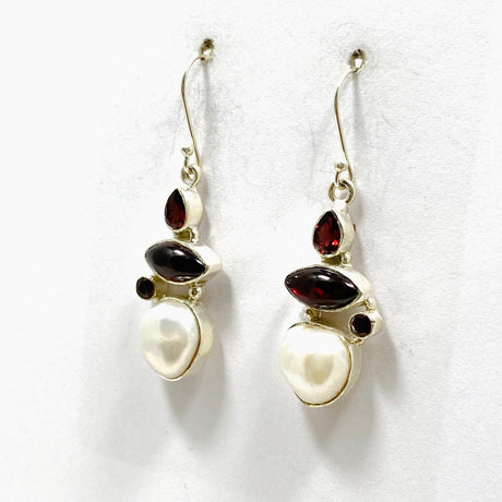 Pearl and Garnet Multi-stone Earrings KEGJ1446 - Nature's Magick