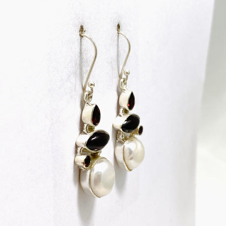 Pearl and Garnet Multi-stone Earrings KEGJ1446 - Nature's Magick