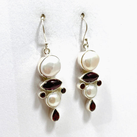 Pearl and Garnet Multi-stone Earrings KEGJ1447 - Nature's Magick