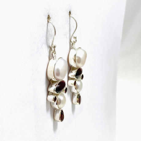 Pearl and Garnet Multi-stone Earrings KEGJ1447 - Nature's Magick