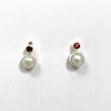 Pearl and Garnet studs S259-GAR
