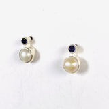 Pearl and Iolite studs S259-IO - Nature's Magick