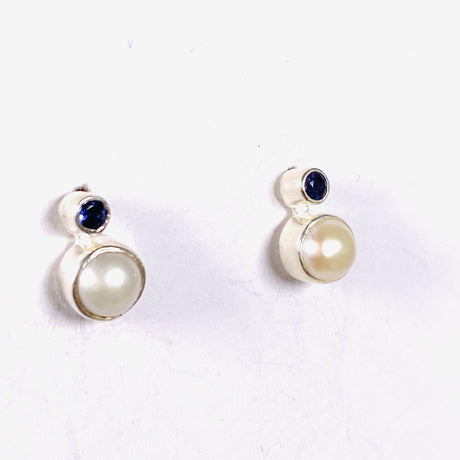 Pearl and Iolite studs S259-IO - Nature's Magick