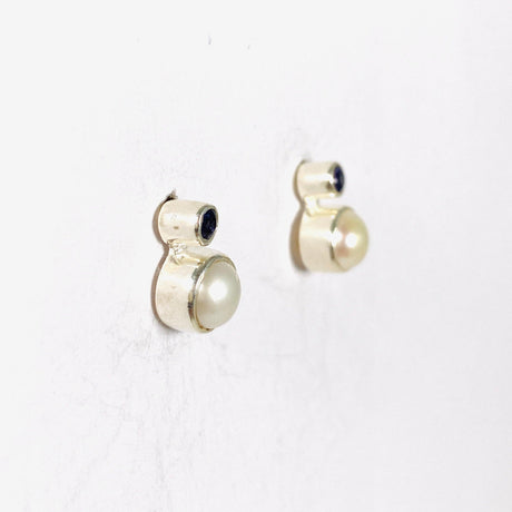 Pearl and Iolite studs S259-IO - Nature's Magick