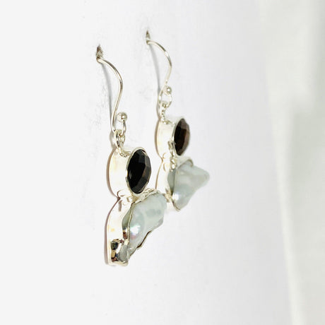 Pearl and Smokey Quartz faceted earrings E2393-SQ - Nature's Magick