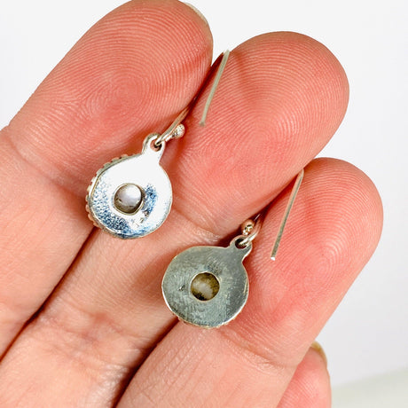 Pearl round earrings with silver detailing E2695 - Nature's Magick