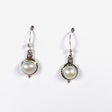 Pearl round earrings with silver detailing E2696 - Nature's Magick