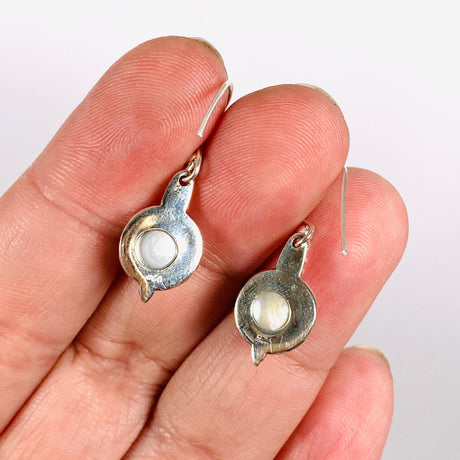 Pearl round earrings with silver detailing E2696 - Nature's Magick