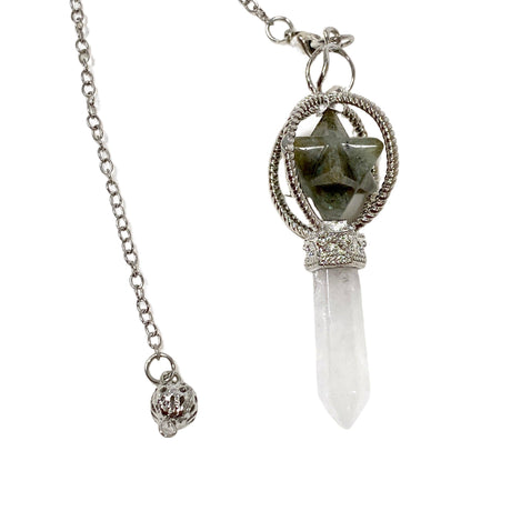 Pendulum- Gemstone Merkaba with Crystal Point PD5 - Nature's Magick