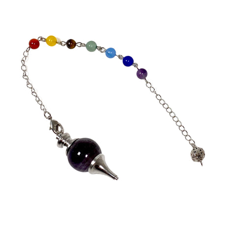 Pendulum- Gemstone round with chakra beads PD6 - Nature's Magick