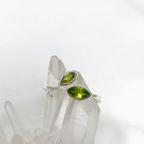 Peridot Faceted Marquise Multistone Leaf Ring R3735 - Nature's Magick