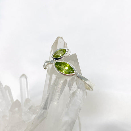 Peridot Faceted Marquise Multistone Leaf Ring R3735 - Nature's Magick