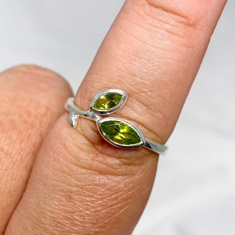 Peridot Faceted Marquise Multistone Leaf Ring R3735 - Nature's Magick