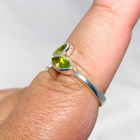 Peridot Faceted Marquise Multistone Leaf Ring R3735 - Nature's Magick